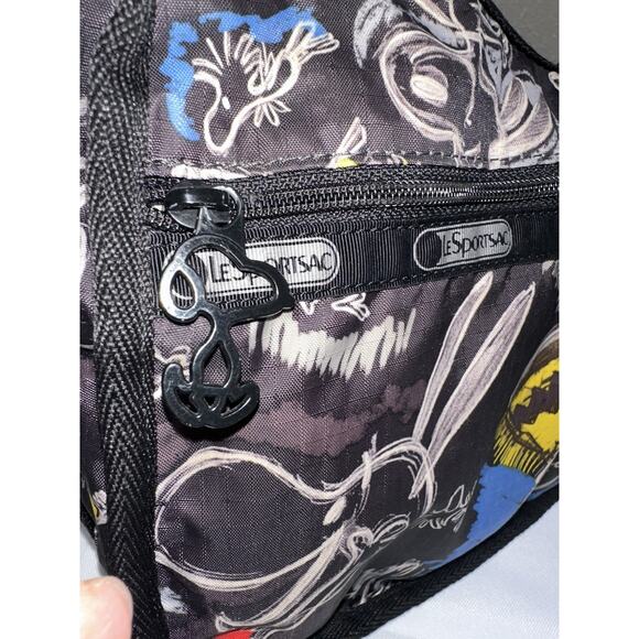LeSportSac Snoopy Peanuts Sketch Classic Hobo Black Nylon Crossbody Bag - Picture 9 of 16